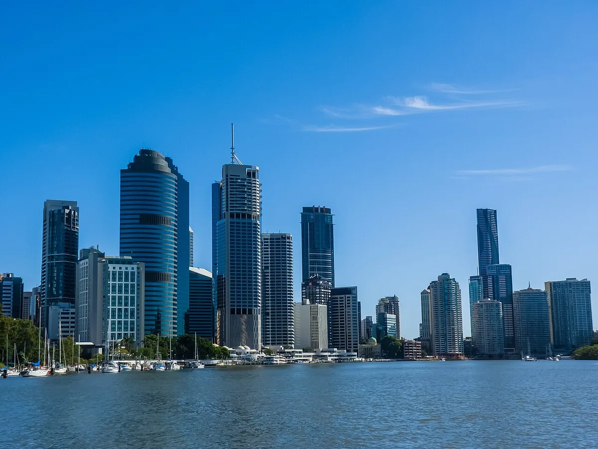 The Brisbane city skyline across the Brisbane River